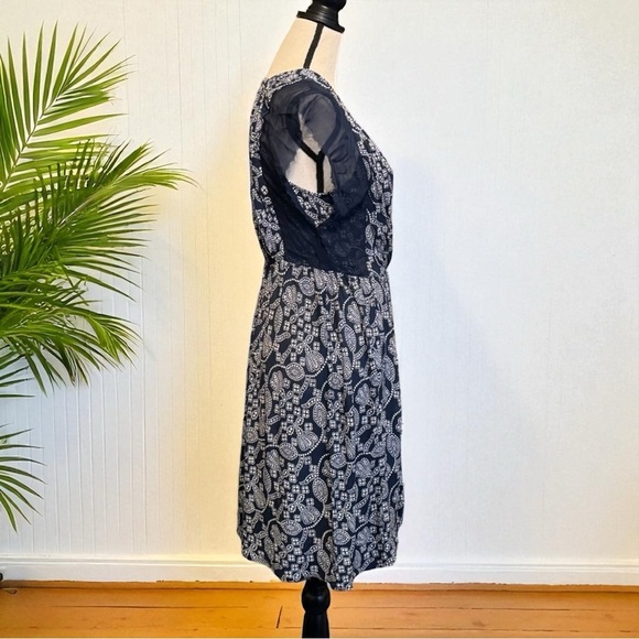 JUICY COUTURE Navy Blue & White Paisley Ruffle Sleeve Dress - Size P - Picture 11 of 16